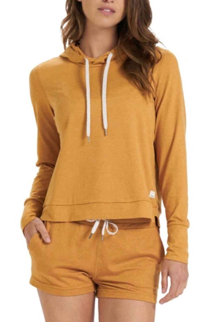 Vuori Halo Essential Hoodie Flax Heathered Yellow